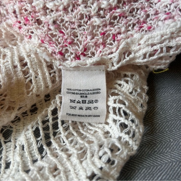 Free People Poppyseed Marled Knit Sheer Lace Back V Neck Pullover Sweater Sz L/G - Picture 10 of 13